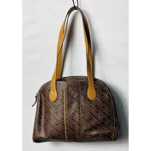 Liz Claiborne Heritage Brown Monogram Bag Purse Double Handles 12”x9” ( See Pic)